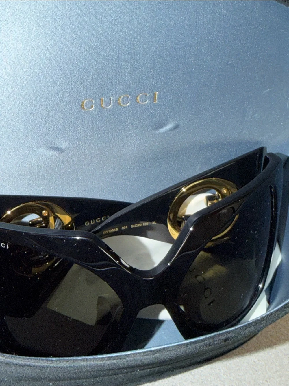Gucci Black Oversized Shield Sunglasses